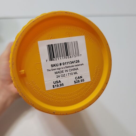 Starbucks Studded Tumbler 2022 Dining Orange Disco Grid Prism Venti 24 oz Cup - Picture 11 of 12